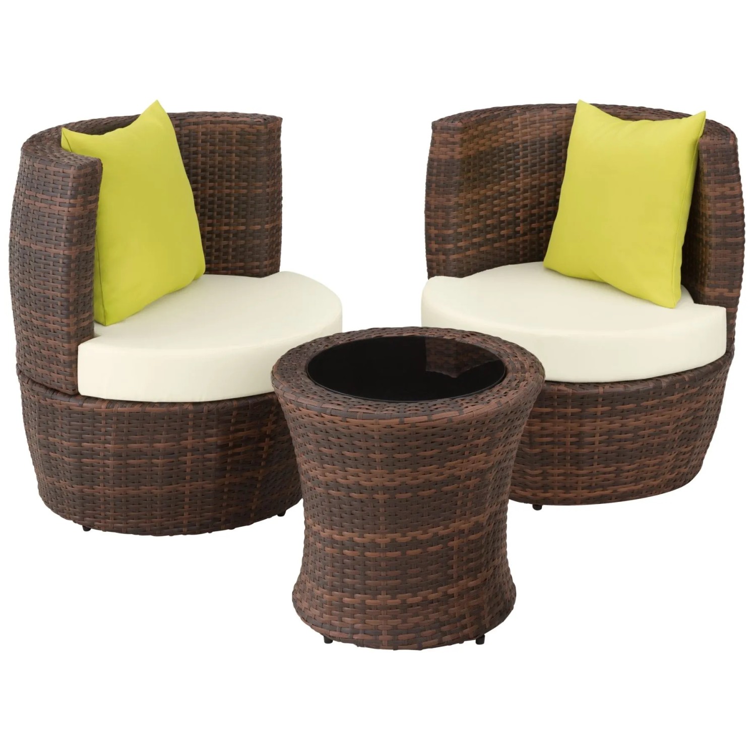 Tectake Aluminium Rattan Sitzgruppe Nizza Wetterfest und Uv Beständig Dicke Polsterung  68 x 71 x 72 cm Schwarz Braun