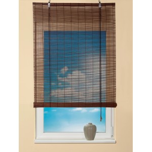 OBI Bambus-Raffrollo Teak, 80x160 cm am Fenster, leichter Sichtschutz aus Naturmaterial.