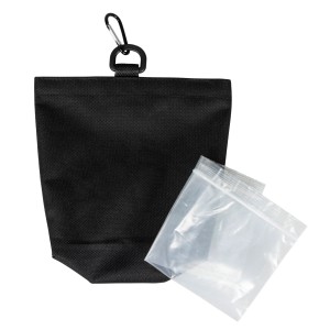 Anthrazitfarbene Windhager Mini-Sandsäcke, 4er-Set, mit Karabiner und transparenten Innensäcken.