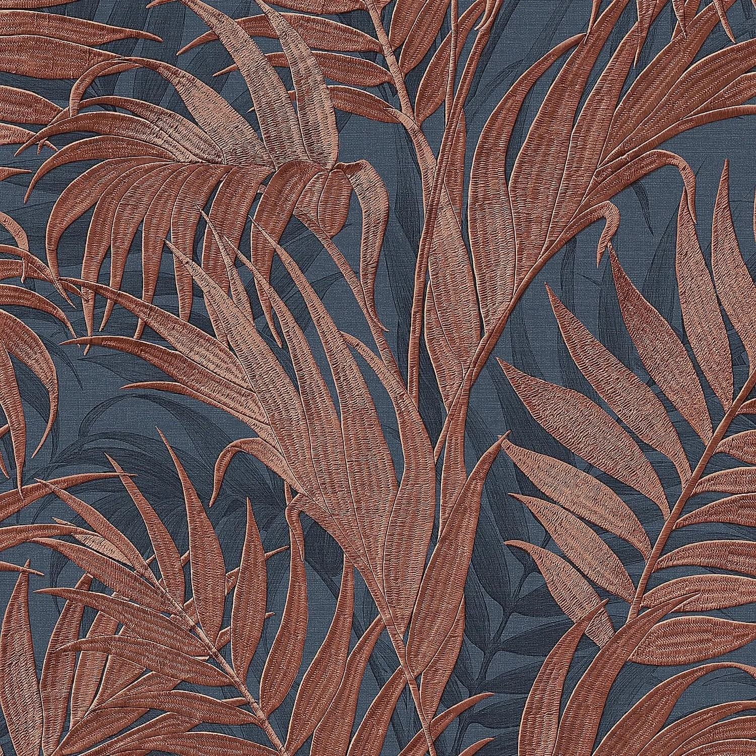 PROFHOME Gr322109-Di Florale Tapete Blau Violett Kupfer Grau 0,53 m x 10,05 m  5,33 m2