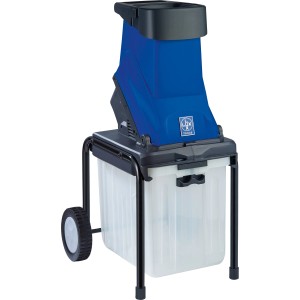 LUX Elektro-Messerhäcksler E-MH-2500/45 mit 45 l Auffangbox und blauem Gehäuse.