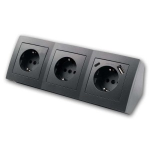 McPower Steckdosenblock Flair 3-Fach Anthrazit USB C&A