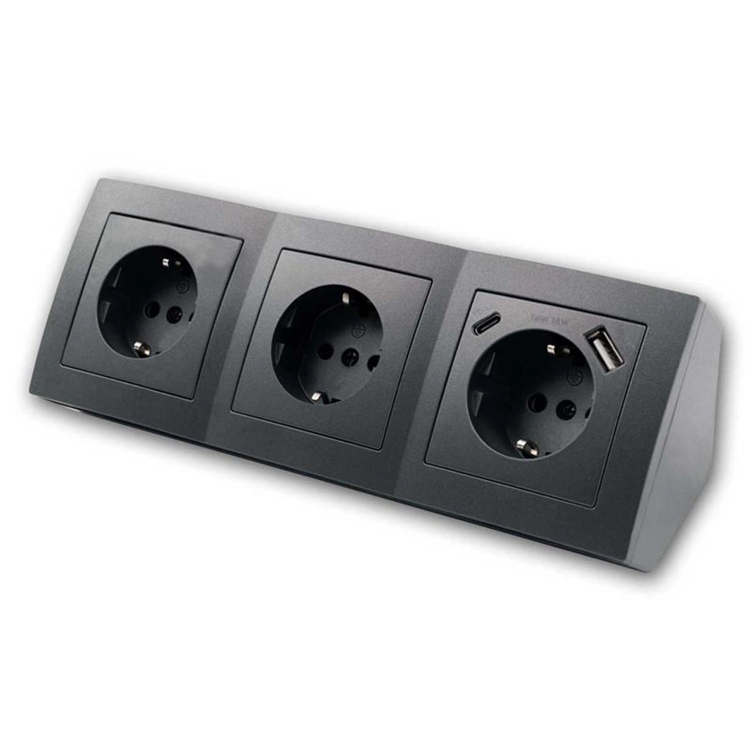 McPower Steckdosenblock Flair 3-Fach Anthrazit USB C&A