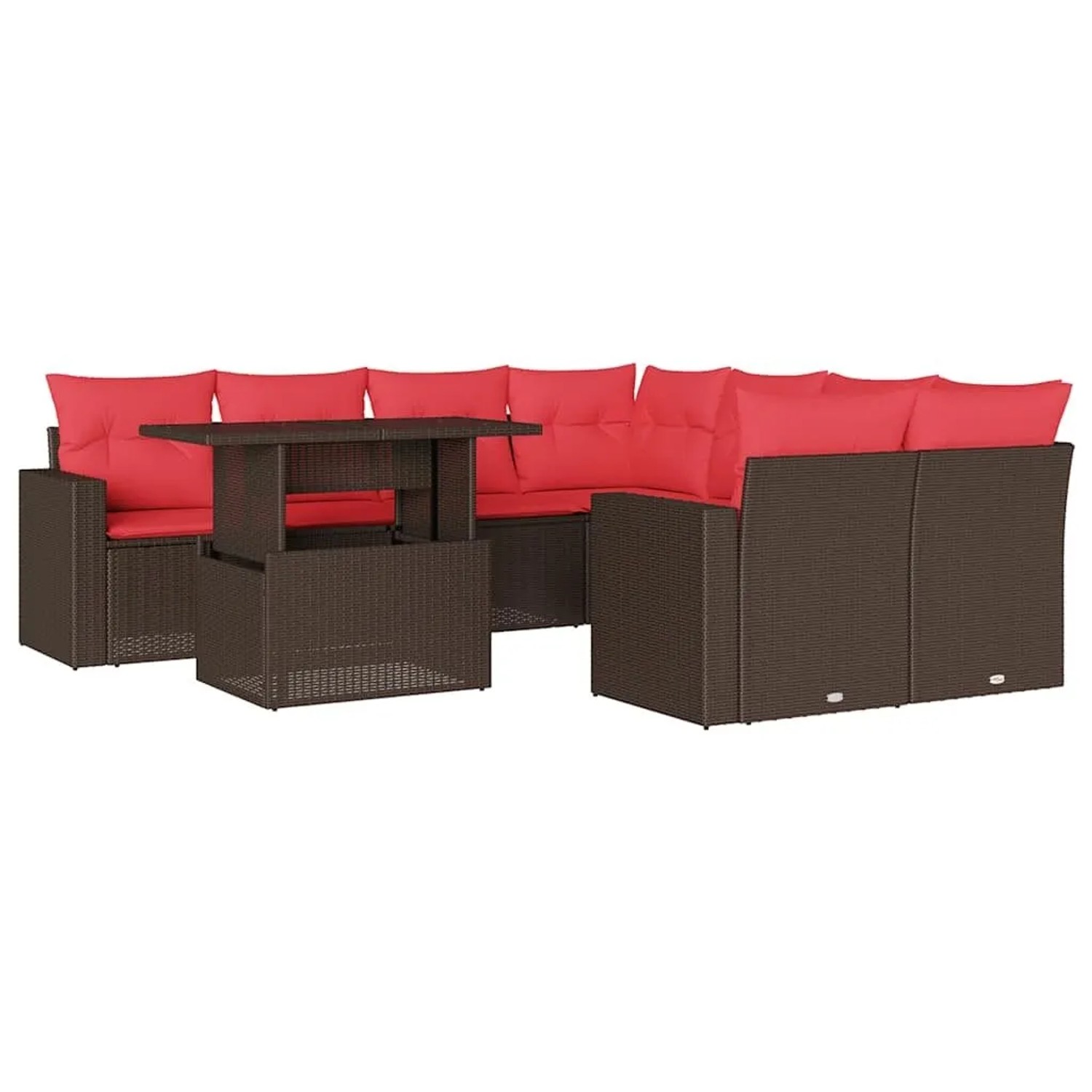 vidaXL 9-Tlg Gartensofa-Set mit Kissen Braun Polyrattan 3267174 günstig online kaufen