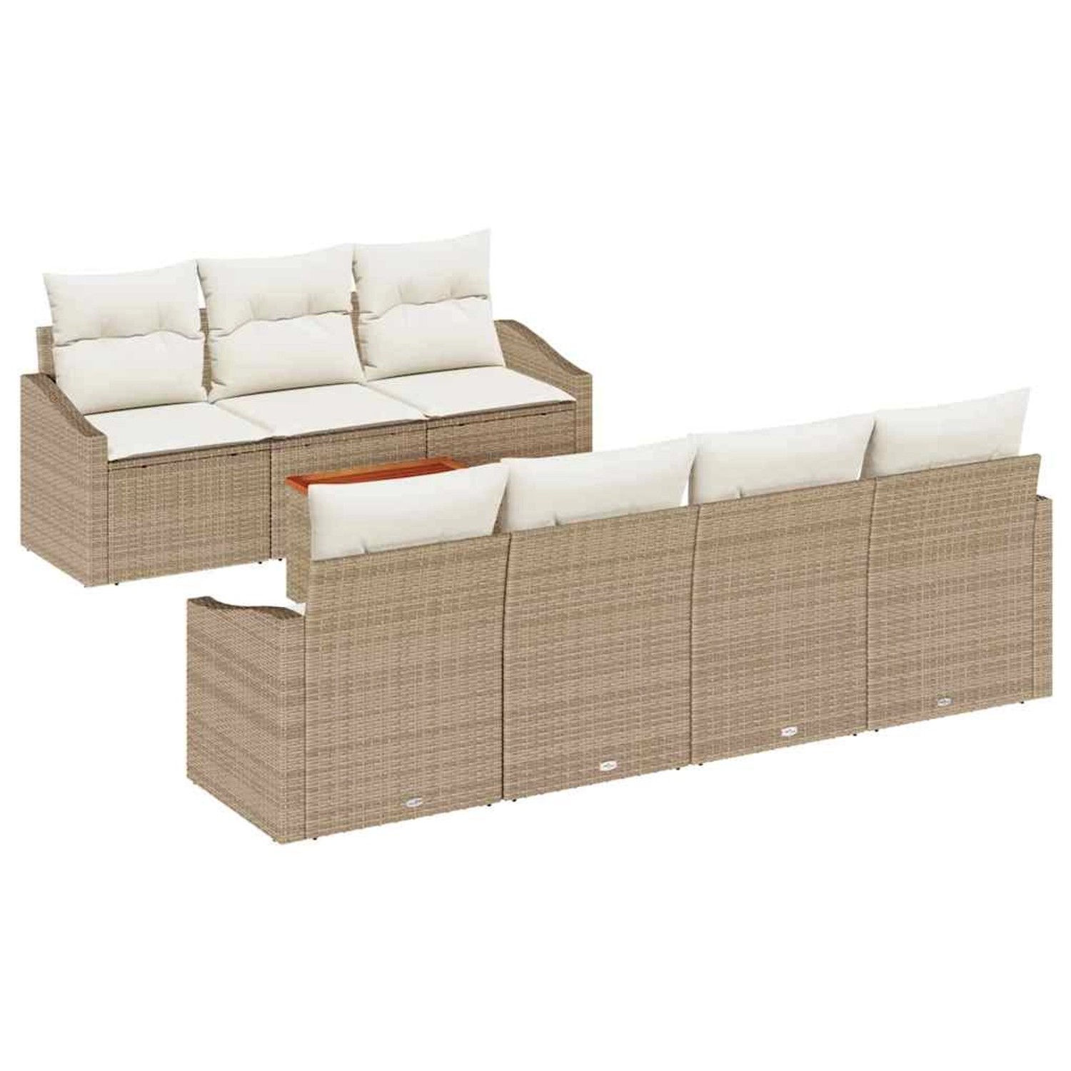 vidaXL Garten-Sofa-Set mit Kissen 8-Tlg Beige Poly Rattan 3347792 günstig online kaufen