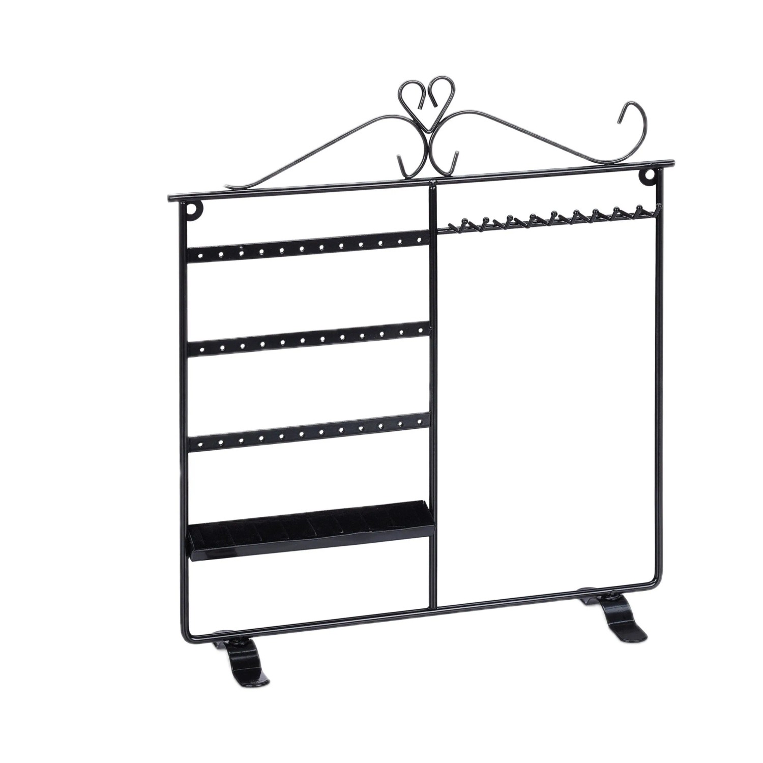 Relaxdays Schmuckhalter für Ketten und Ohrringe Eisen Schwarz Wandmontierbar 34 cm x 31,5 cm x 9 cm 380 g