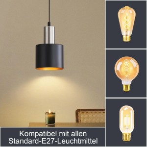ZMH Pendelleuchte 1 flammig Vintage Industrial E27 Höhenverstellbar Hängeleuchte für Kücheninsel Esszimmer