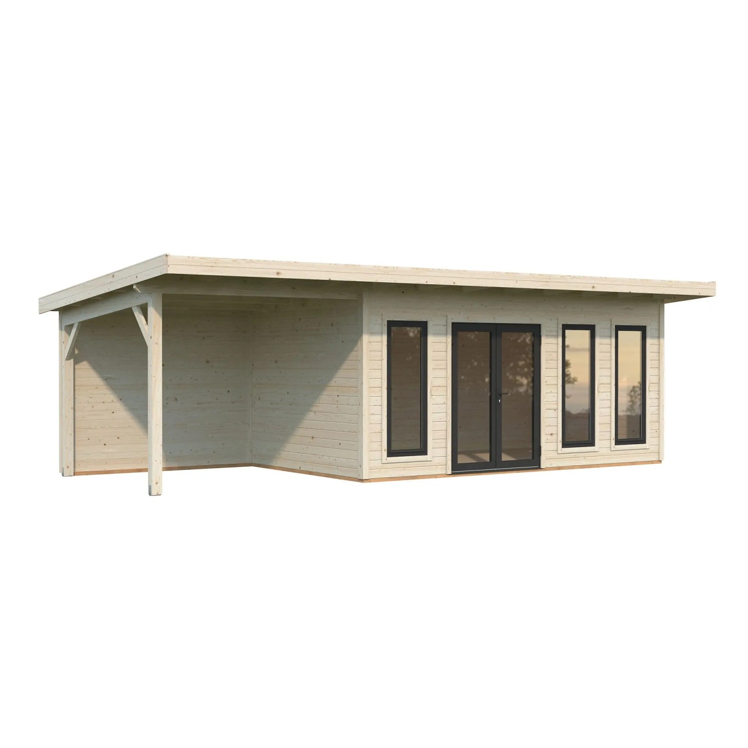 Palmako Holz-Gartenhaus Aurelia Pultdach Tauchgrundiert 833 cm x 300 cm 23,1 m²