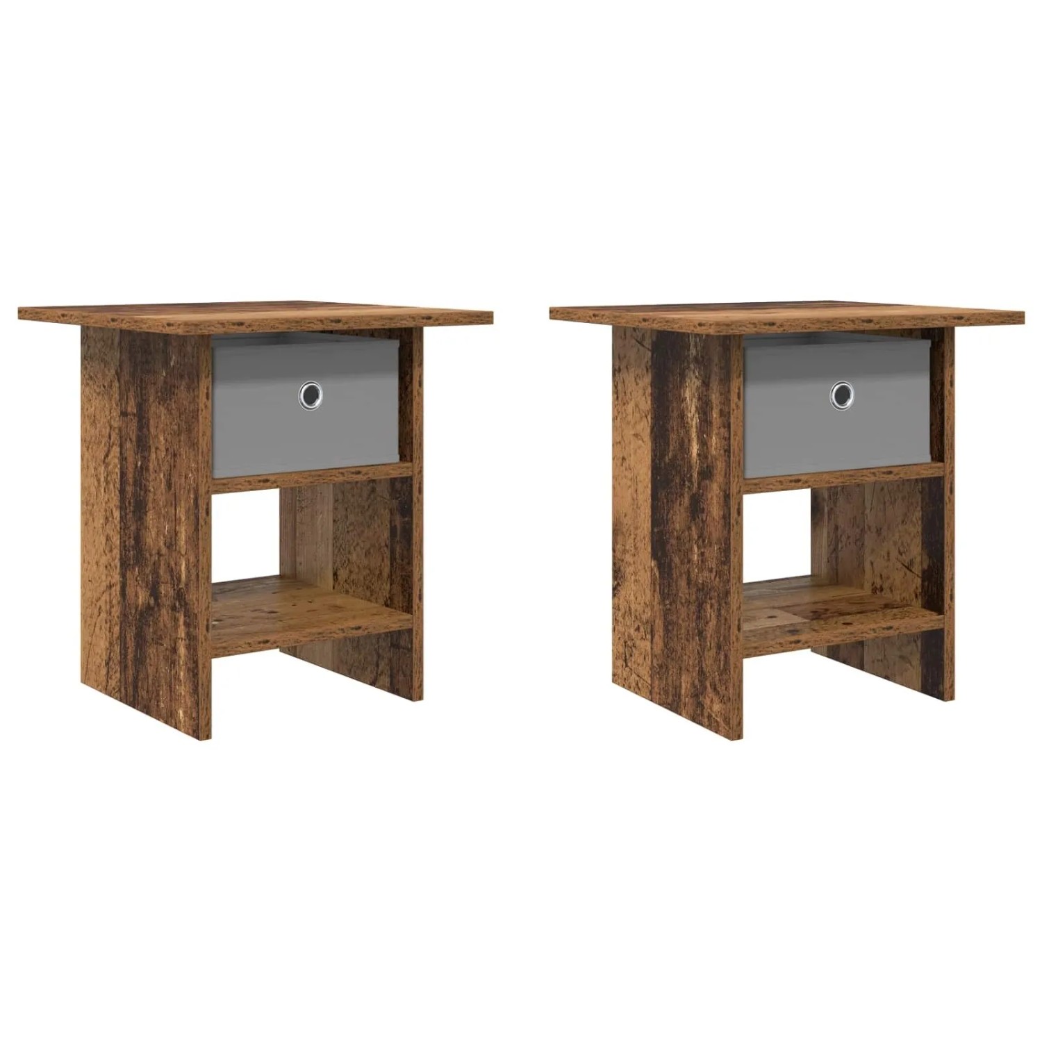 vidaXL Nachttisch 2 Stk Altholz 41 x 40 x 45 cm Holzwerkstoff 8000449