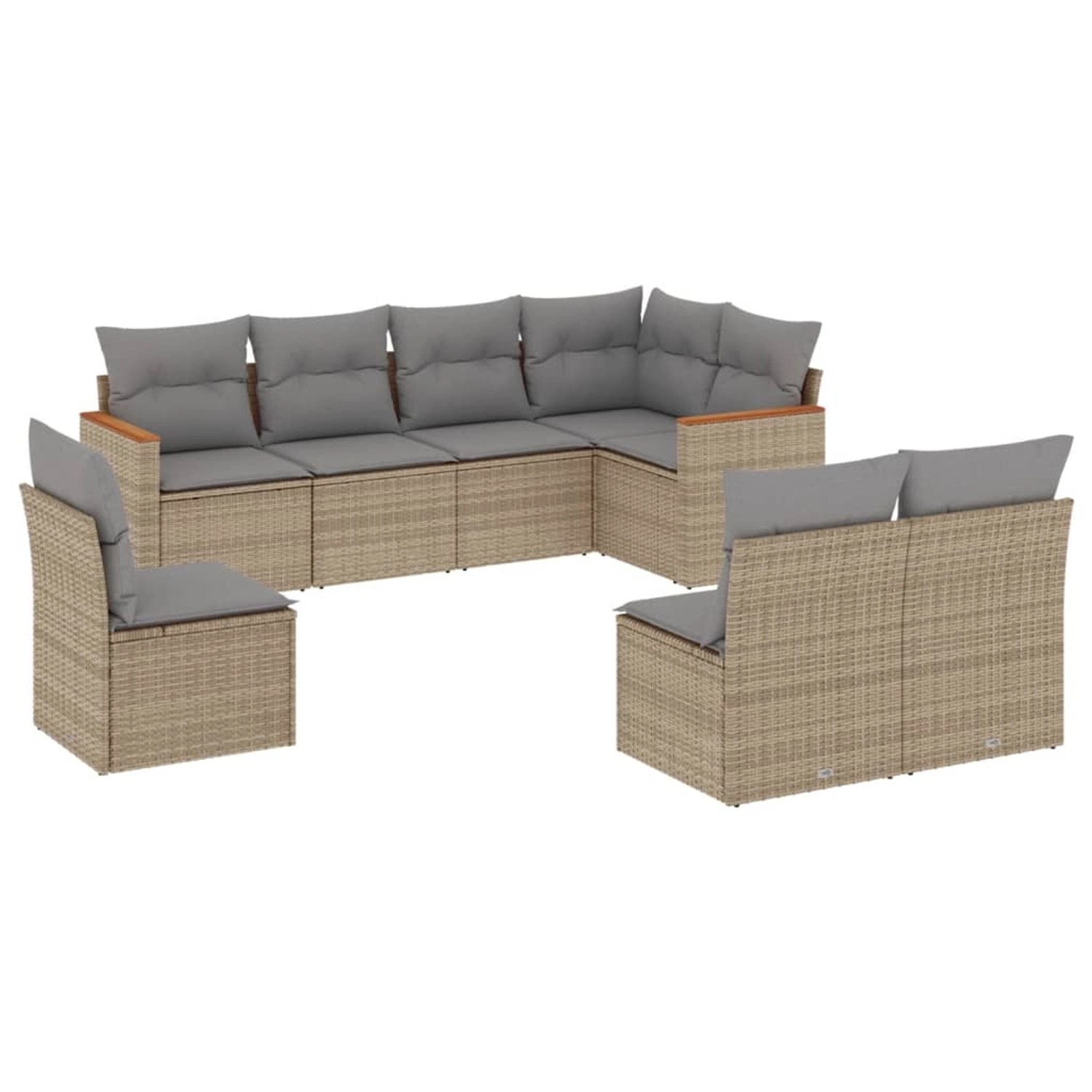 vidaXL 8-Tlg Garten-Sofagarnitur mit Kissen Beige Poly Rattan 3226045 günstig online kaufen