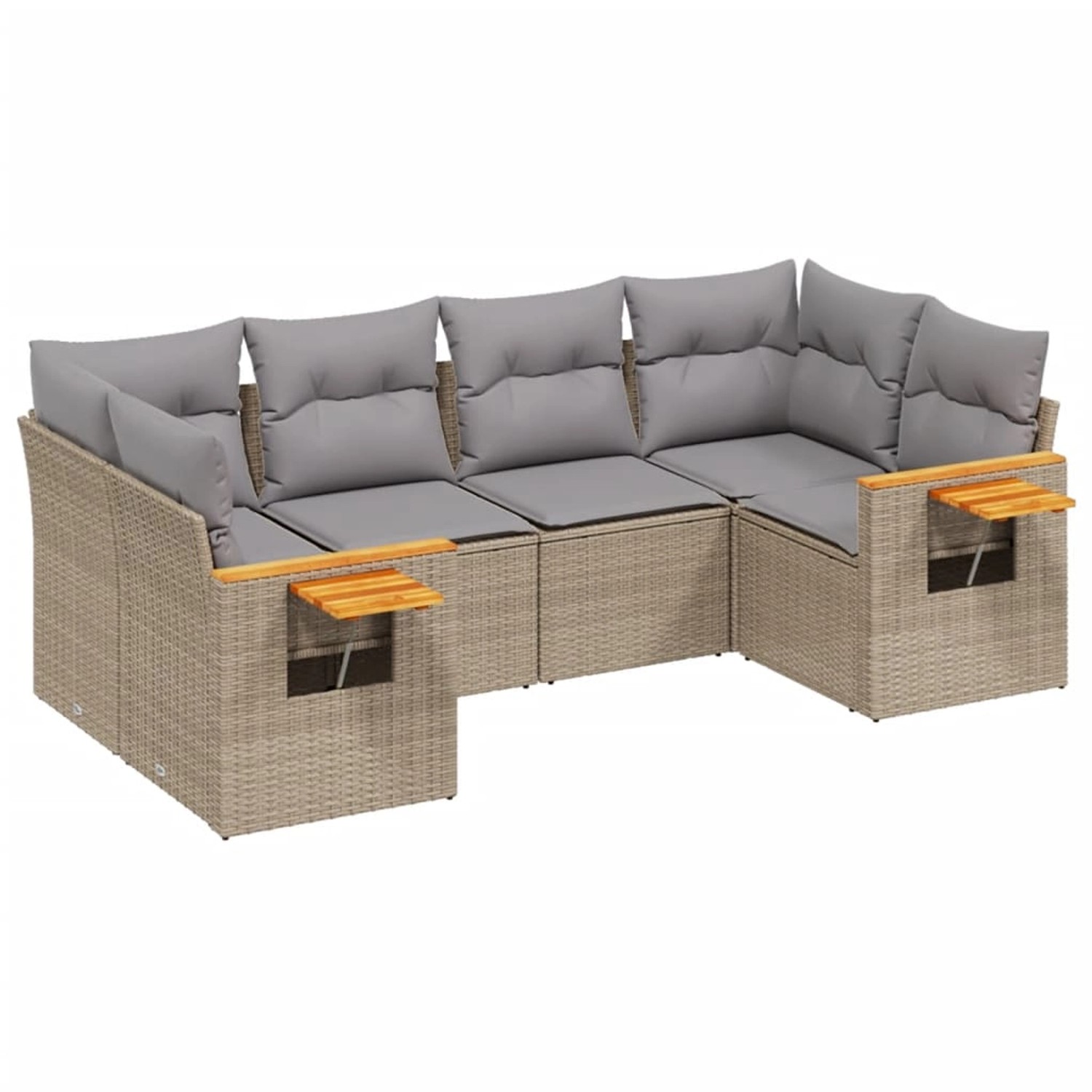 vidaXL 6-Tlg Garten-Sofagarnitur mit Kissen Beige Poly Rattan 3259504 günstig online kaufen