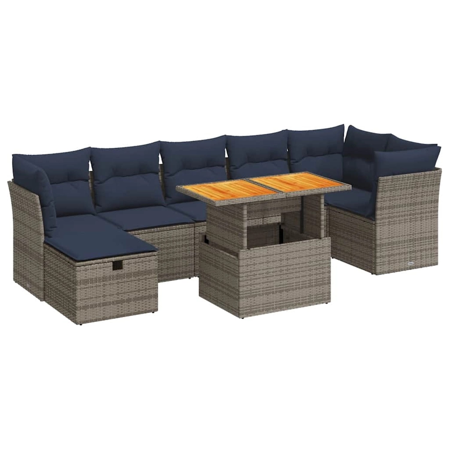 vidaXL 8-Tlg Garten-Sofagarnitur mit Kissen Braun Poly Rattan Akazie 332798 günstig online kaufen