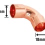 Löt-Bogen, 18 mm, Kupfer, 90-Grad-Winkel, für Kupferrohre, 10 Stück.