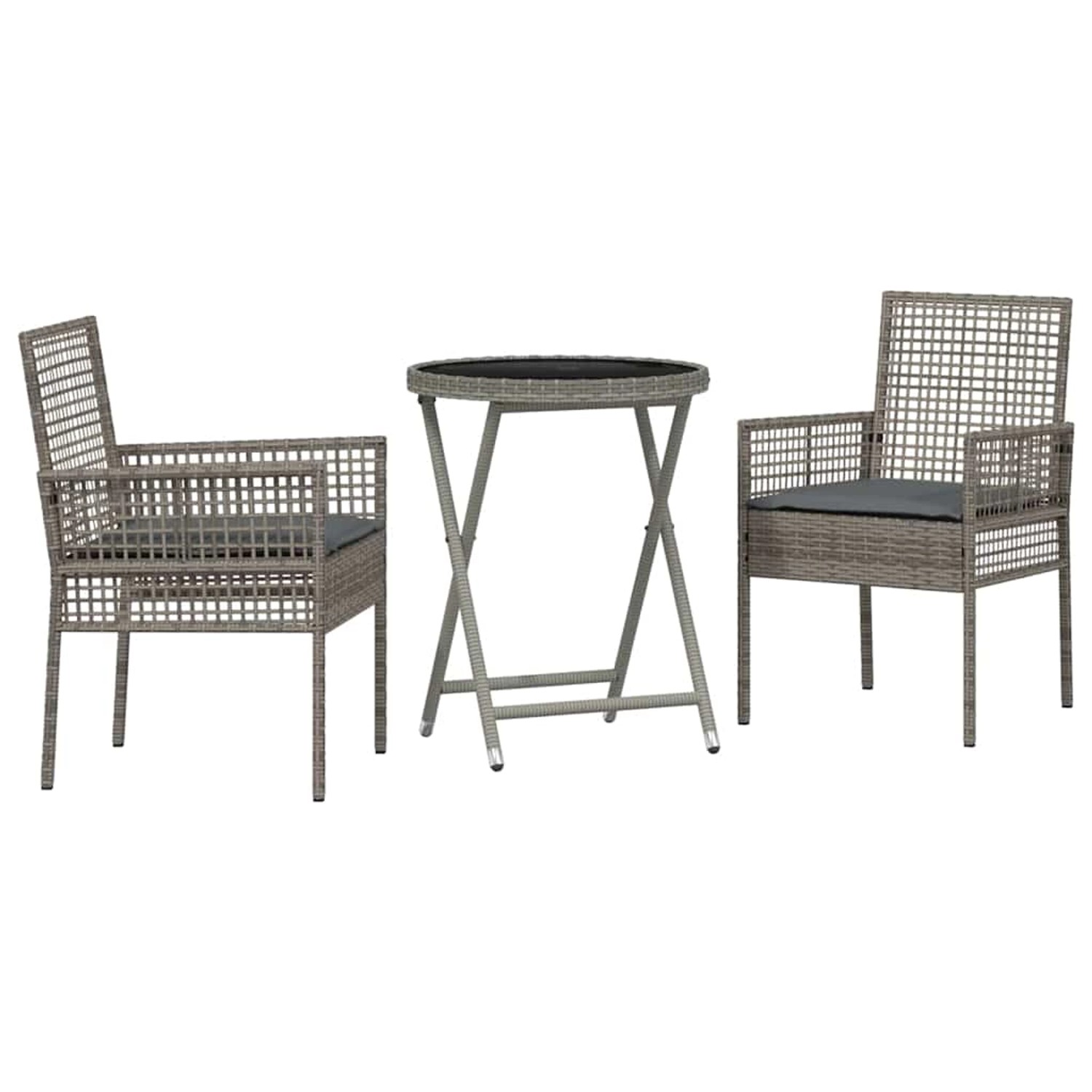 vidaXL Garten Bistro Set 3-Tlg Grau Poly Rattan 3334964