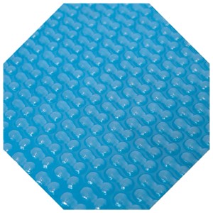 Hellblaue Solarplane 400µm GeoBubble für 350cm Achteck Holzpools, Detailansicht.