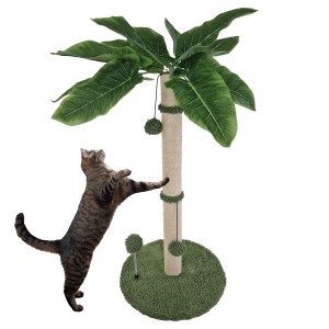 Katze am TRUTZHOLM Kratzbaum Palme mit Sisal-Säule und Frottee, 85 cm hoch.