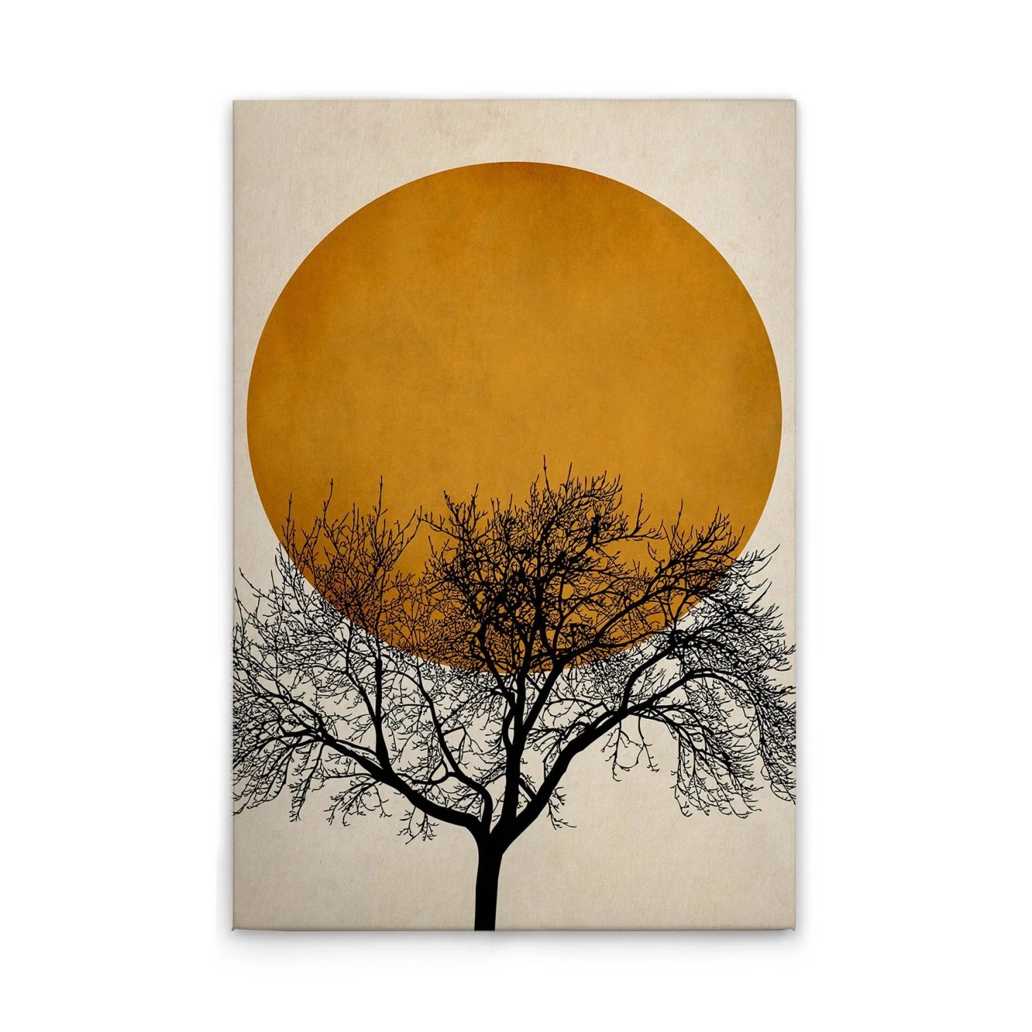 Tadessi Leinwandbild - M1-No.50680 - Baum mit Mond Gold Schwarz - 30 x 45 cm - Querformat