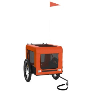 vidaXL Fahrradanhänger Hunde Orange und Schwarz Oxford-Gewebe & Eisen 93914