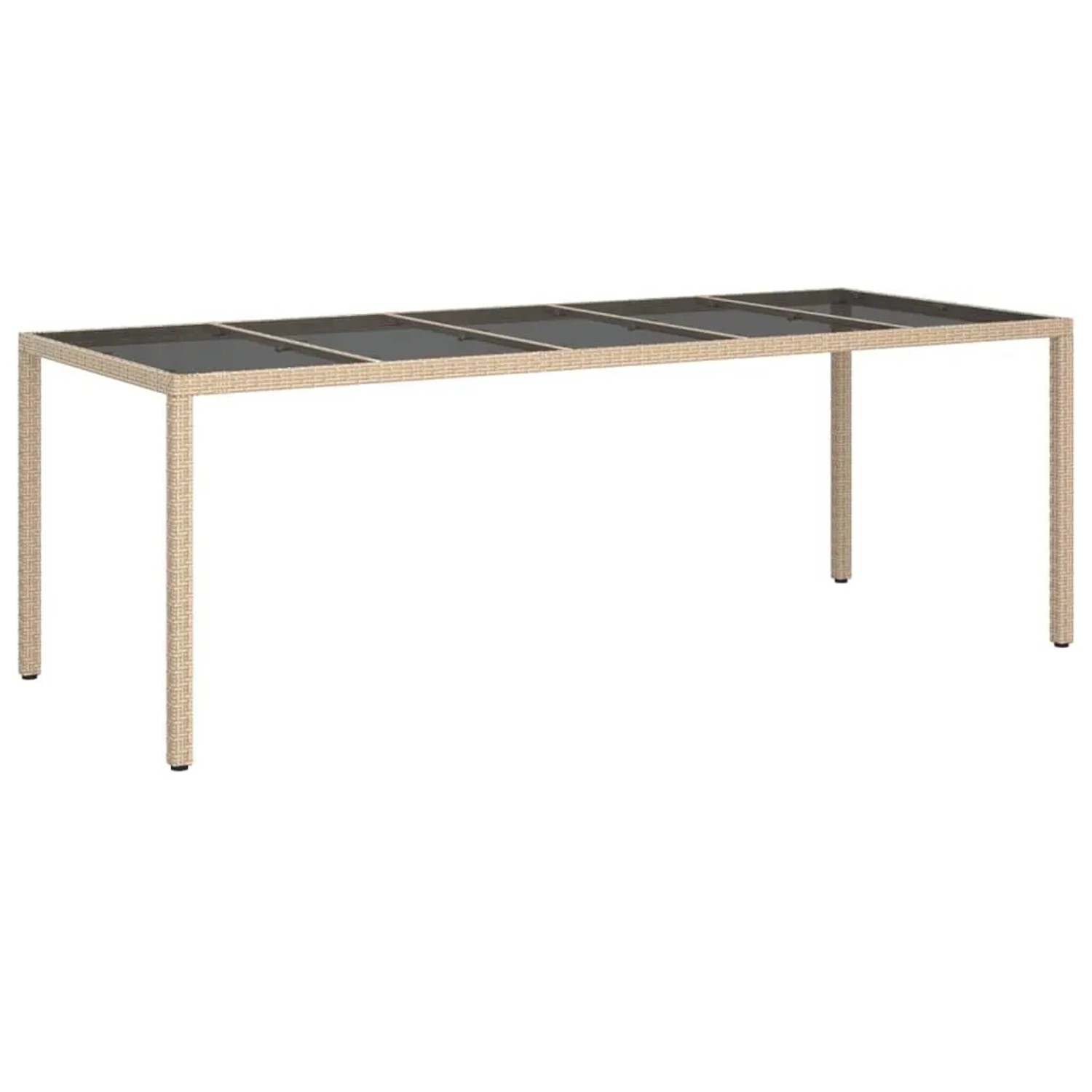Beige 9-tlg. Garten-Essgruppe mit Glasplatte und Rattan-Optik. Ideal für Garten und Terrasse.
