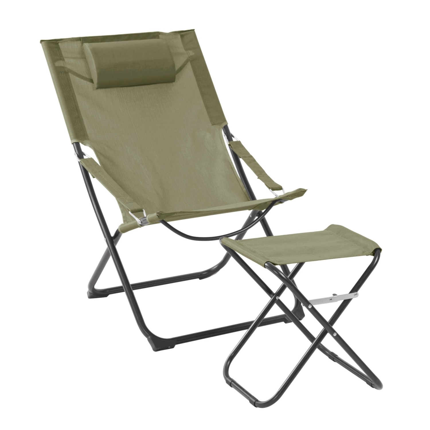Svita Tomra Liegestuhl Mit  Hocker klappbar Campingstuhl Kopfkissen Grün günstig online kaufen