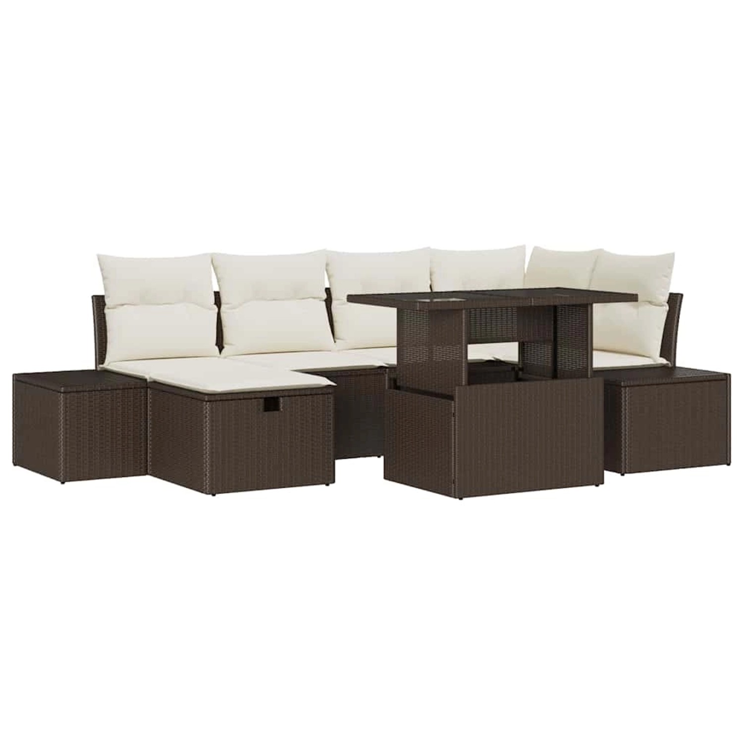 vidaXL Garten-Sofa-Set Höhenverstellbar 7-Tlg Braun Poly Rattan 3361207 günstig online kaufen