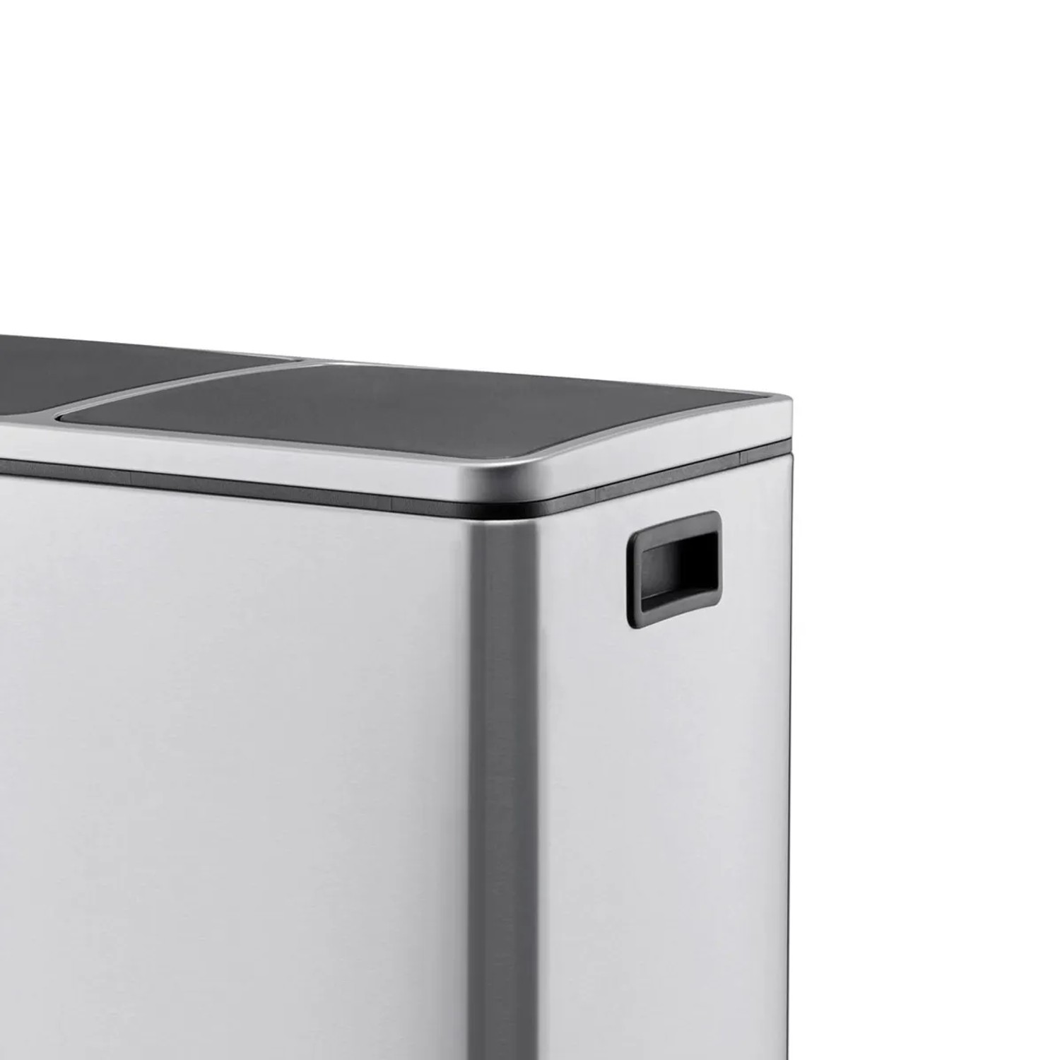 Svita TM2X24 Mülleimer, 48L, silberner Treteimer mit zwei Fächern und Inneneimer.