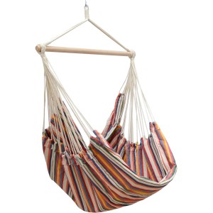 AMANKA Hängesessel mit bunten Streifen, belastbar bis 150 kg. Bequemer Schwebesessel für Garten und Zuhause.