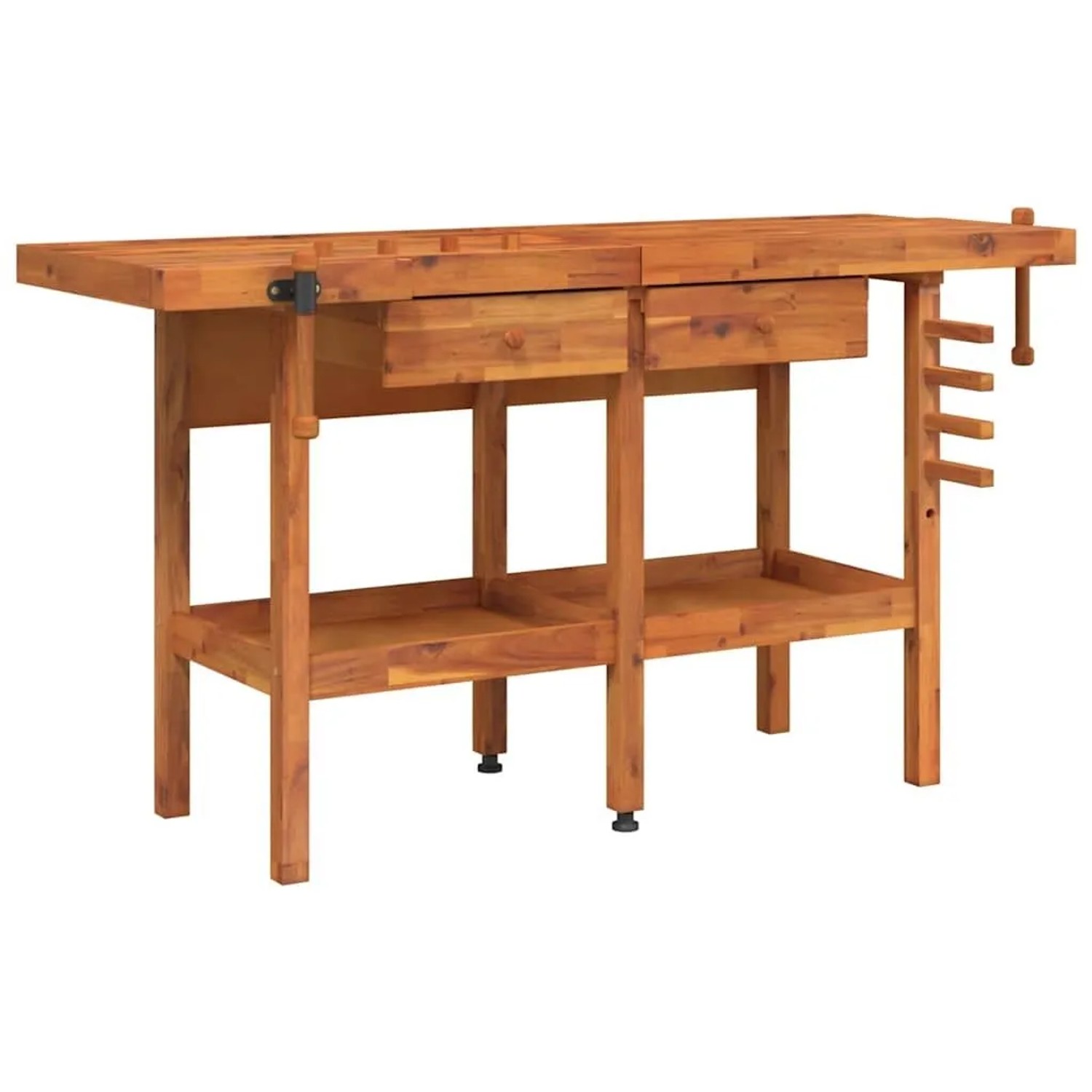 vidaXL Werkbank mit Schubladen Schraubstöcken 162x62x83 cm Akazienholz 153323