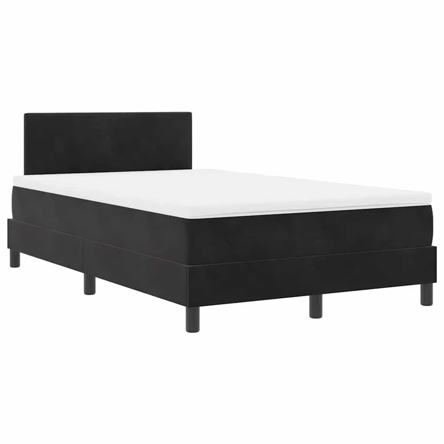 vidaXL LED Boxspringbett mit Matratze Schwarz 120 x 200 cm Samt 3342646