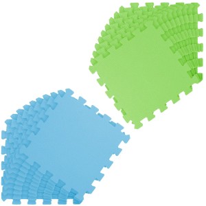 LittleTom Puzzlematte, 18-teilig, hellgrün & hellblau, für Babys & Kinder. Weiche Spielmatte aus EVA-Schaum.