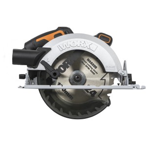 Worx Akku-Handkreissäge WX520.9 20 V, ideal zum Sägen von Holz. Kompaktes Design mit silbernem Sägeblatt.