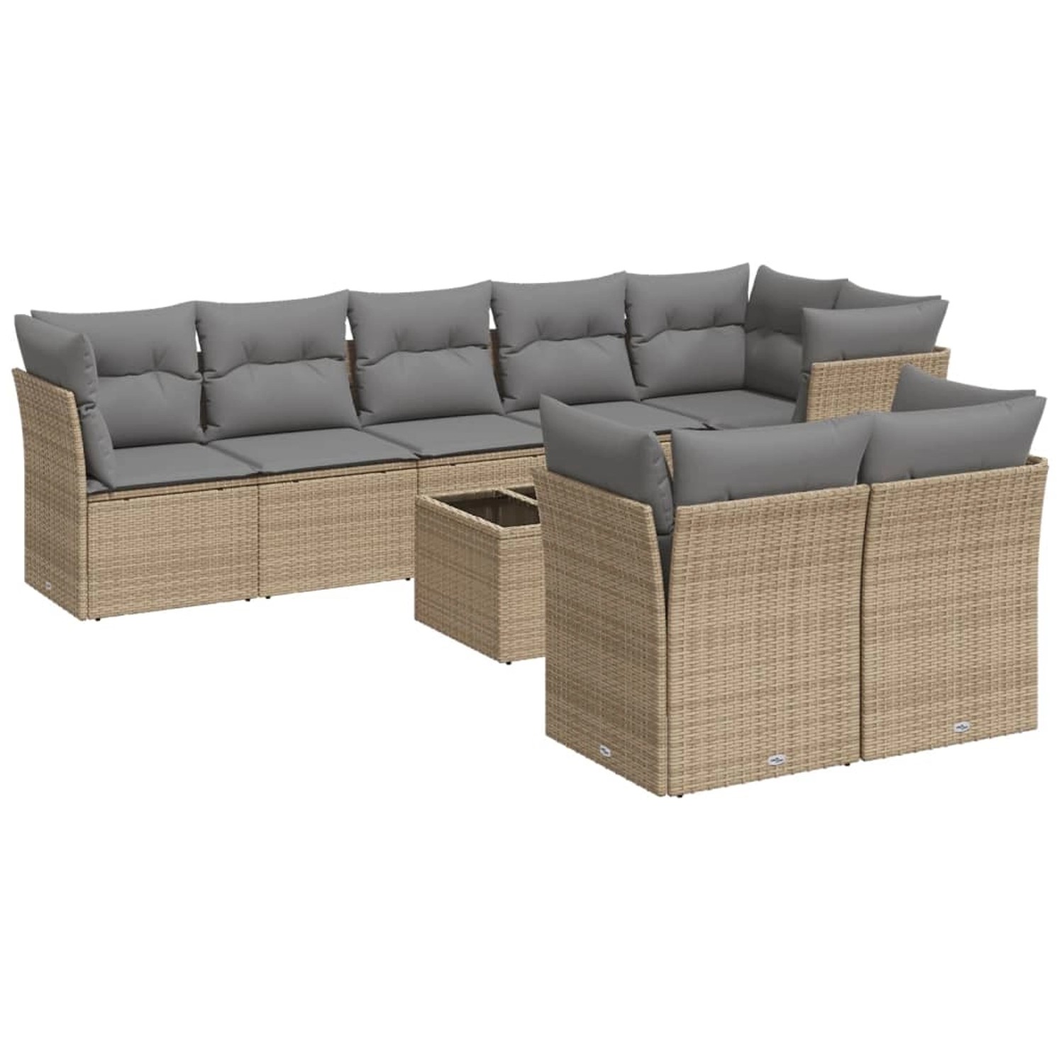 vidaXL 9-Tlg Garten-Sofagarnitur mit Kissen Beige Poly Rattan 3249758 günstig online kaufen