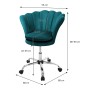 ML-Design Drehstuhl Petrol Samt, Bürostuhl mit Muschel-Rückenlehne, höhenverstellbar, 5 Rollen.