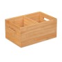 Relaxdays Aufbewahrungsbox Bambus Natur 2 Fächer mit Griffen 14 cm x 30 cm x 20 cm