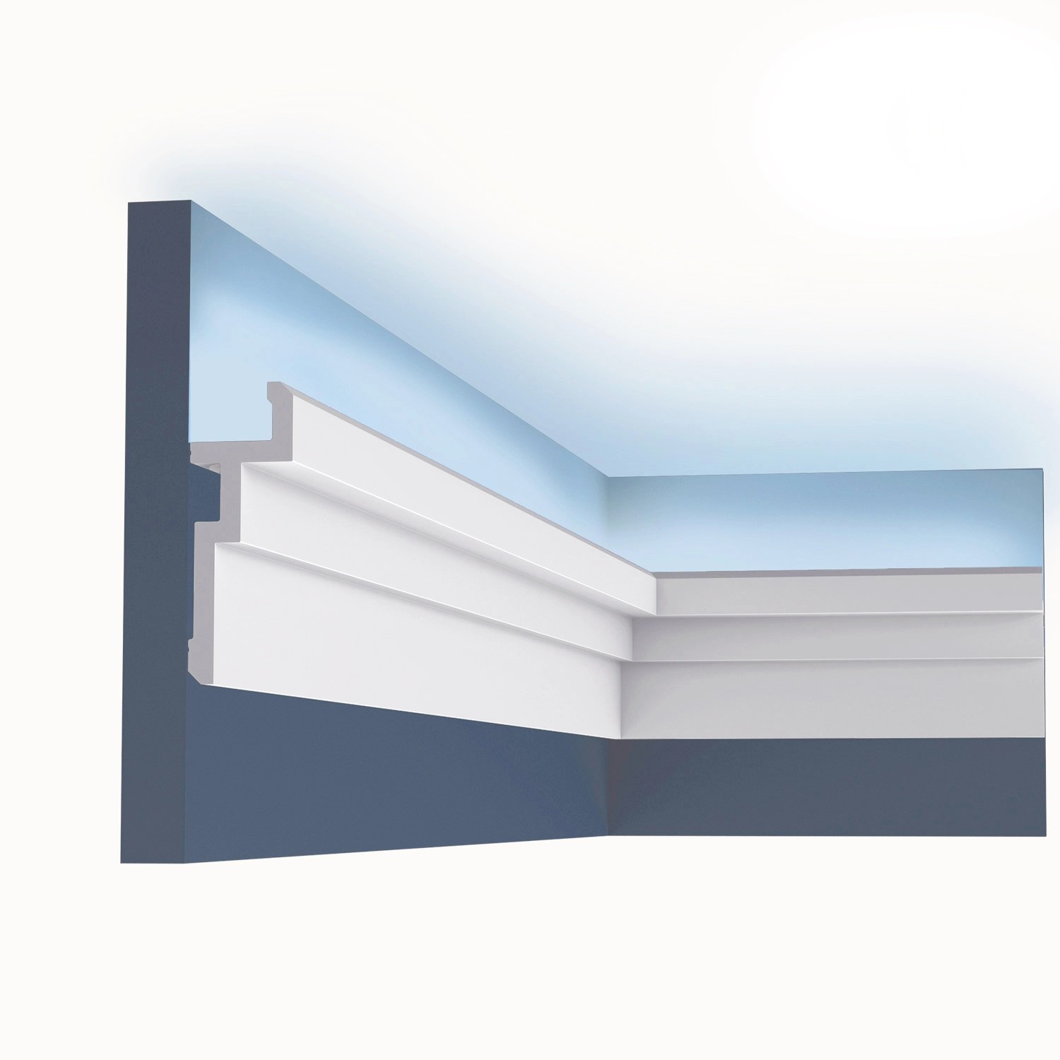 ORAC DECOR CX196 MODERN U-STEPS Eckleiste Zierleiste Indirekte Beleuchtung 2 m 200 cm x 4 cm x 11,3 cm Weiß
