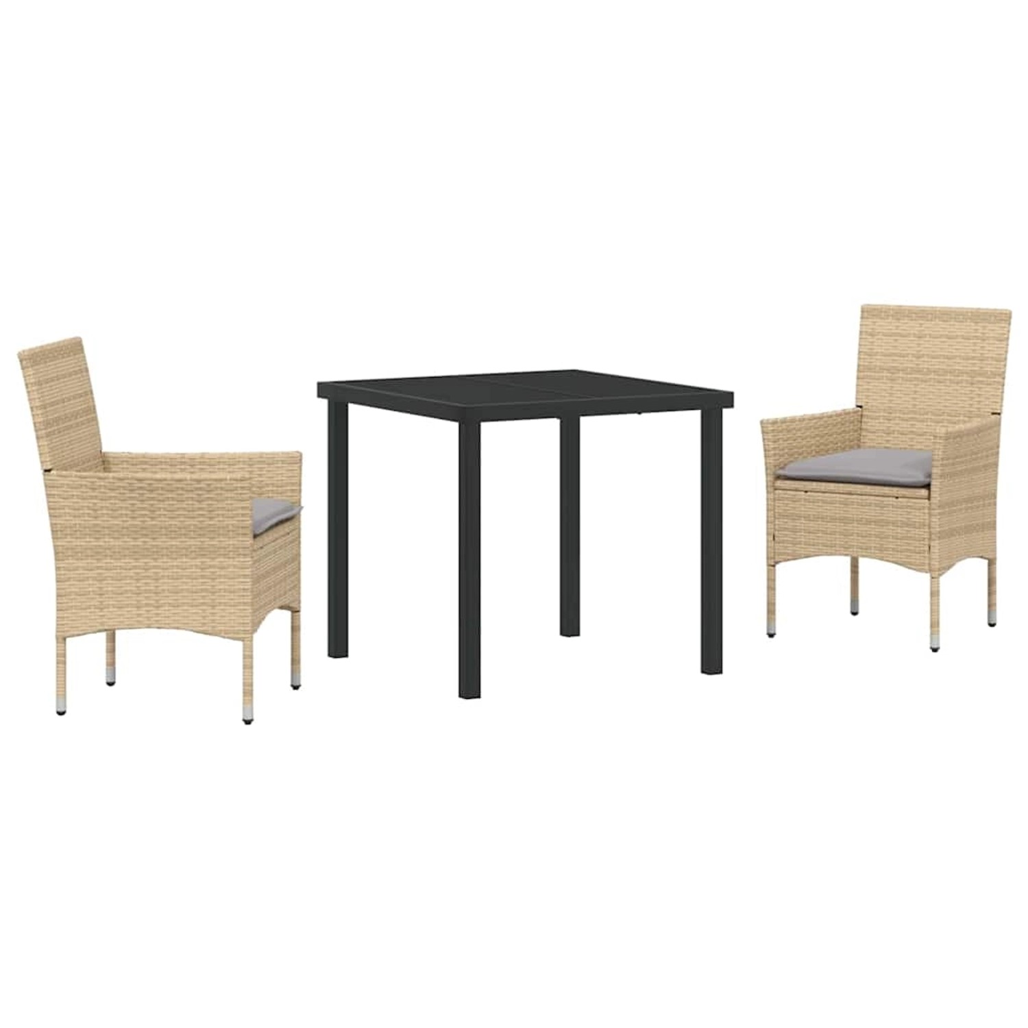 vidaXL Garten Essgruppe mit Kissen 3-Tlg Beige Poly Rattan 3379793 günstig online kaufen