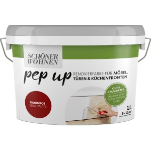 Schöner Wohnen pep up Renovierfarbe Rubinrot für Möbel, Türen und Küchenfronten.