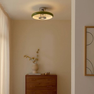 Grüne Lindby Deckenlampe Branford im Retro Vintage Design. Metall, 1-flammig, E27 Fassung.