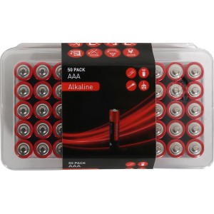 Alkaline AAA Batterien, 50er Pack, für Geräte mit konstantem Strombedarf.