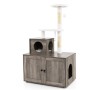 Costway Katzenmöbel Katzenbaum Katzen Spielhaus Grau 77.5x49x132 cm