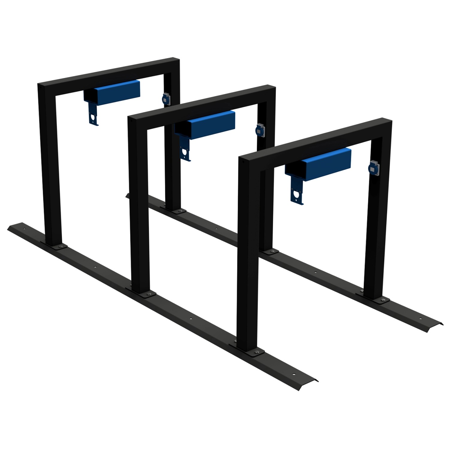 Schake E-Bike Anlehnbügel 3 Reihenanlage mit Verschließbaren Ladeboxen Schwarz