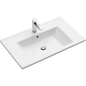 Pelipal Quickset 313 Einbauwaschbecken, 75 cm, Weiß mit Armatur