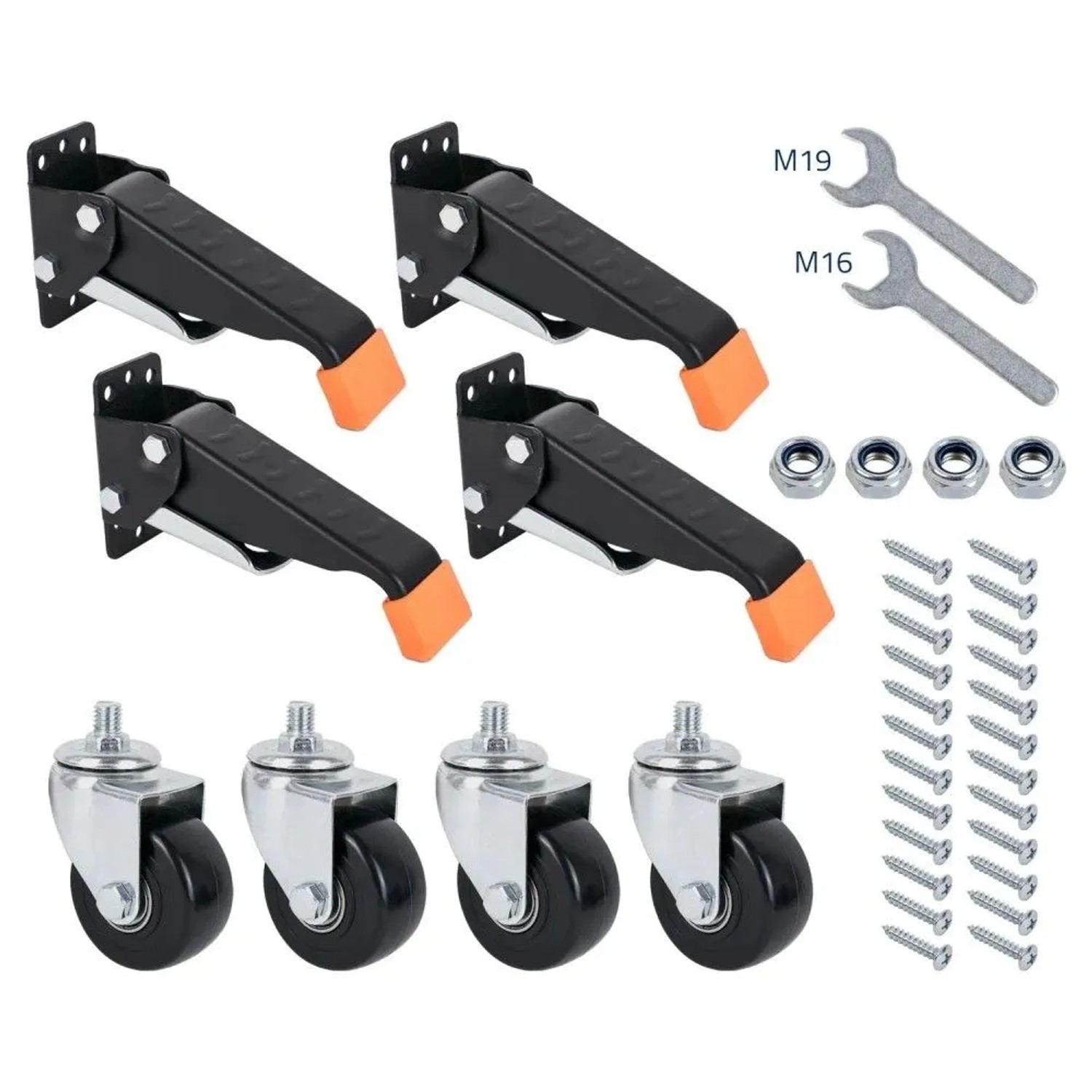 HMF 6750 Schwerlastrollen Absenkbar für Werkbank 4 Stück 65 mm bis 300 kg Schwarz_6