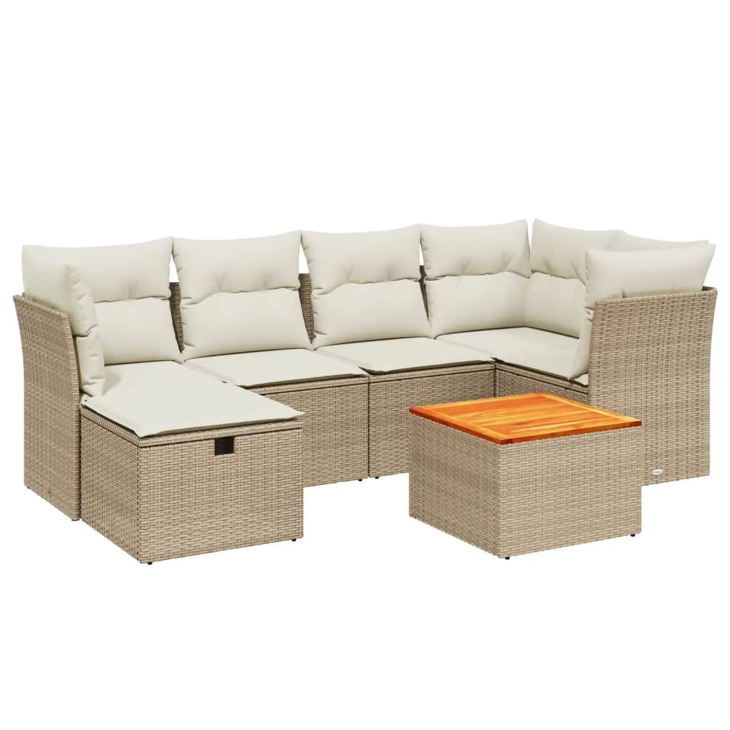 vidaXL 7-Tlg Garten-Sofagarnitur mit Kissen Beige Poly Rattan 3264726 günstig online kaufen