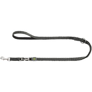 Verstellbare Hunter Führleine Hilo, anthrazit, 2 m lang. Hundeleine aus Mesh-Material mit Karabiner.
