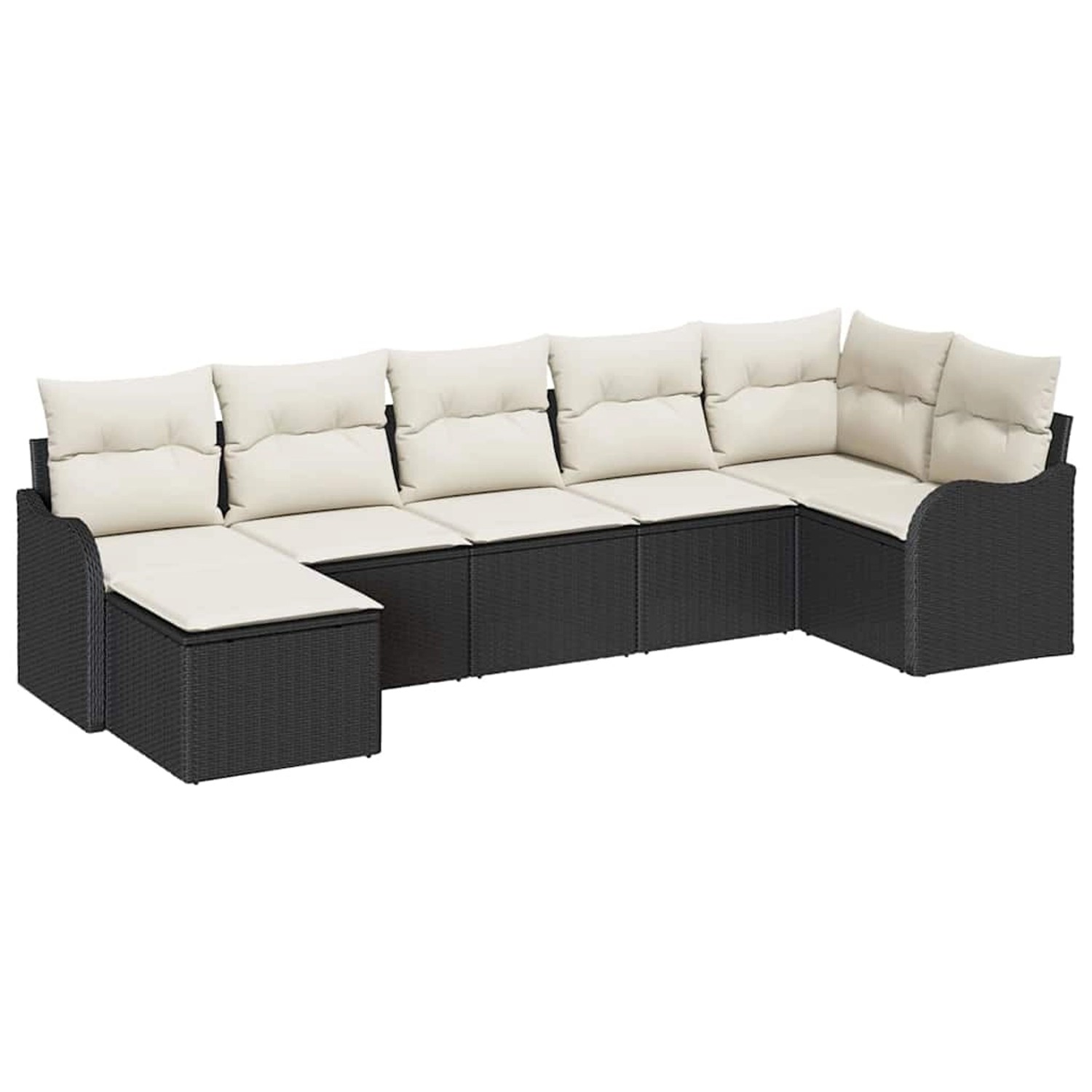 vidaXL Garten-Sofa-Set mit Kissen 7-Tlg Schwarz Weiß Poly Rattan 3354456 günstig online kaufen