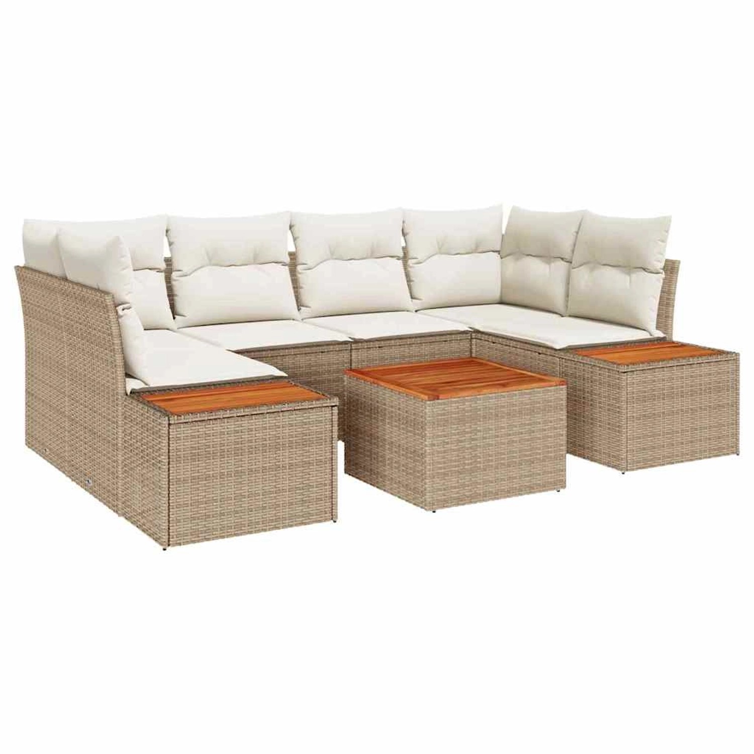 vidaXL Garten-Sofa-Set mit Kissen mit Speicher 6-Tlg Beige Poly Rattan 3356 günstig online kaufen