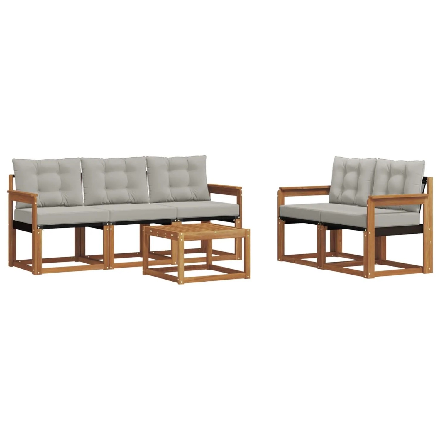 vidaXL Outdoor-Sofagarnitur mit Kissen 6-Tlg Natur und Hellgrau 3368394