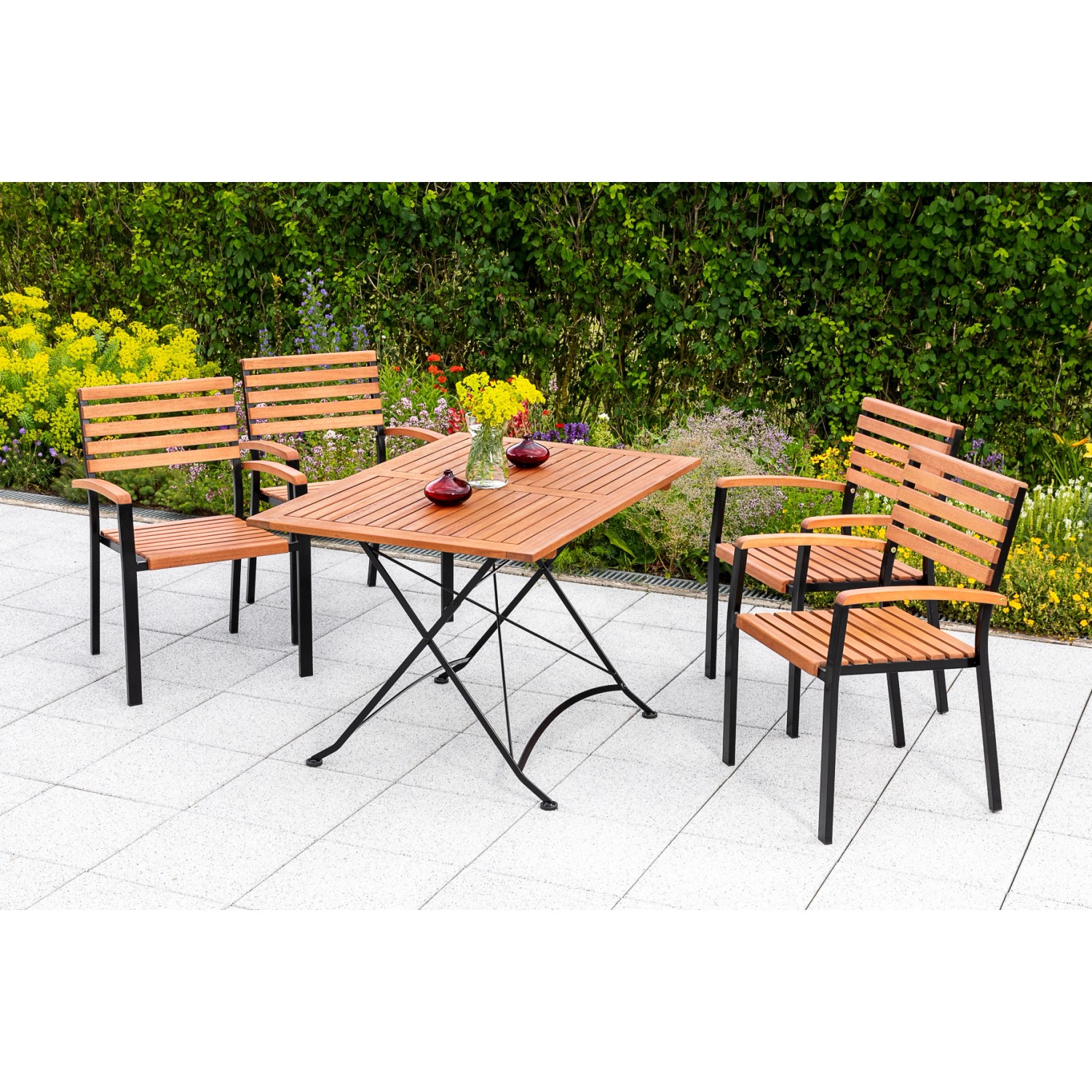 Merxx GartenmöbelSet Schlossgarten 5teilig Stapelsessel 120 cm x 80