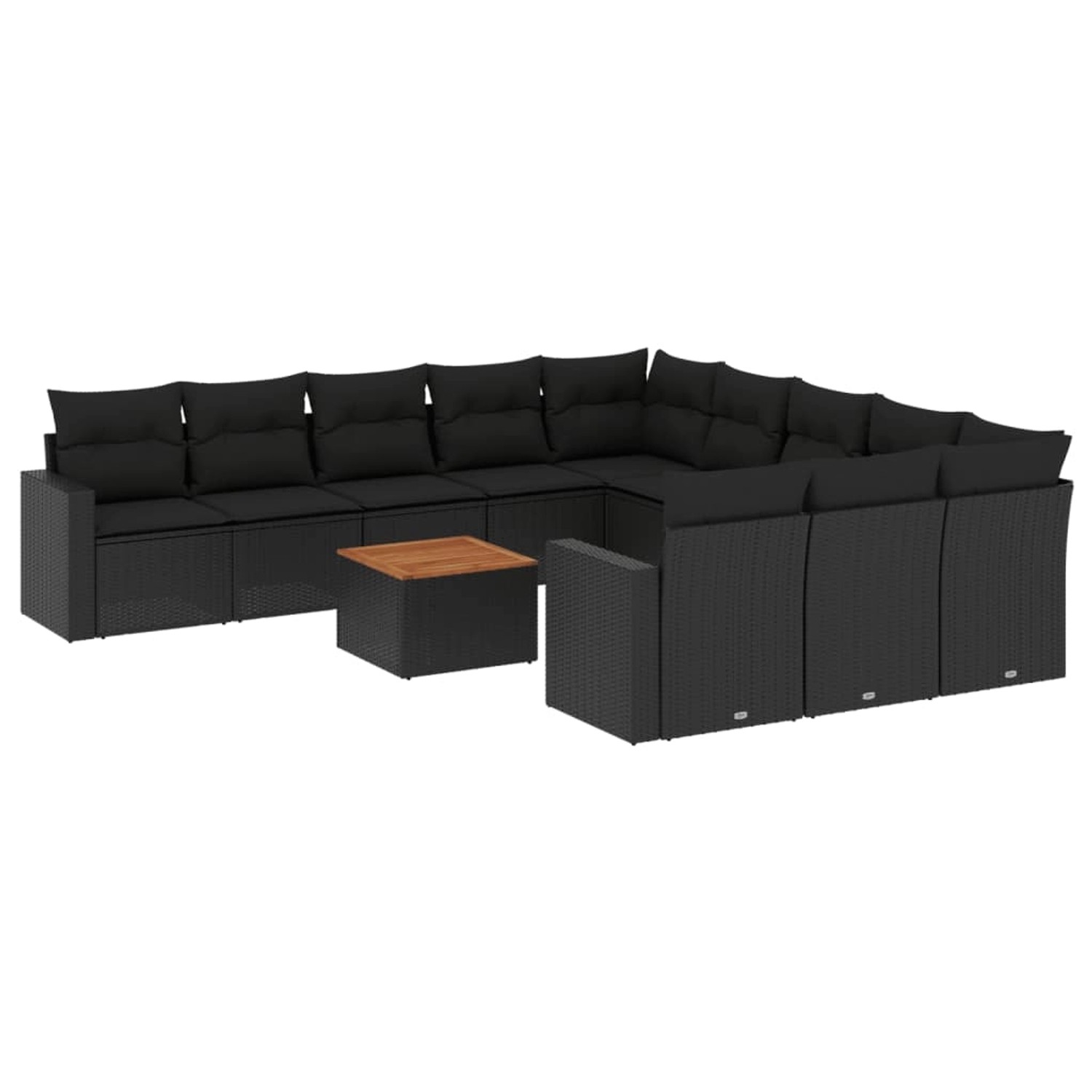 vidaXL 12-Tlg Garten-Sofagarnitur mit Kissen Schwarz Poly Rattan 3256678 günstig online kaufen